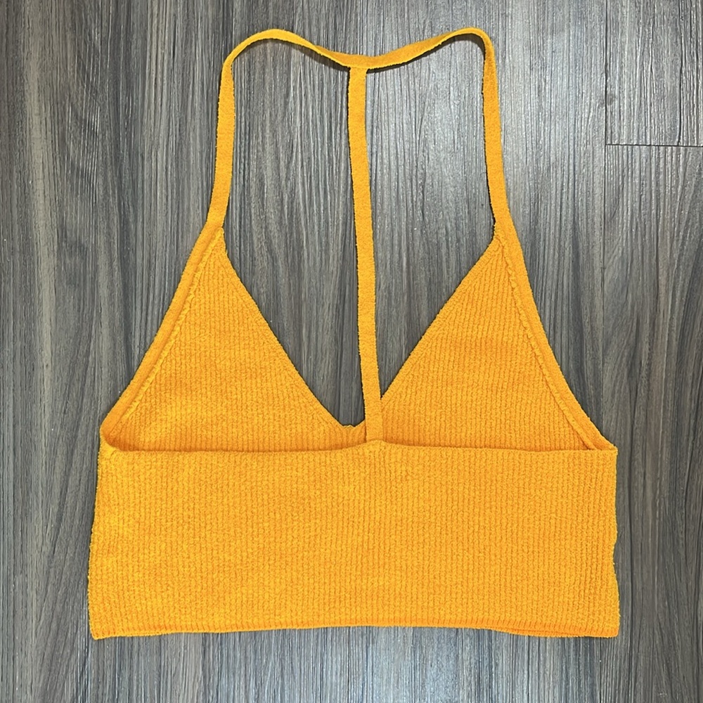 rag & bone Soleil‎ Rib Bra Top Orange Knit Ribbed V-Neck Racerback size large - Picture 8 of 13
